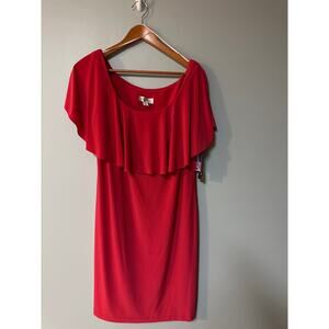 Sophia Christina Red Ruffle Cocktail Dress Womens 12 Made in USA